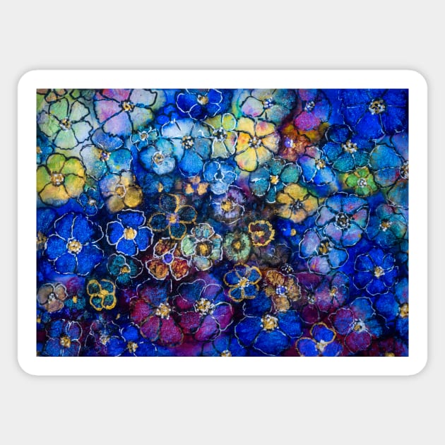 Floral Abstract blue 2 Sticker by redwitchart